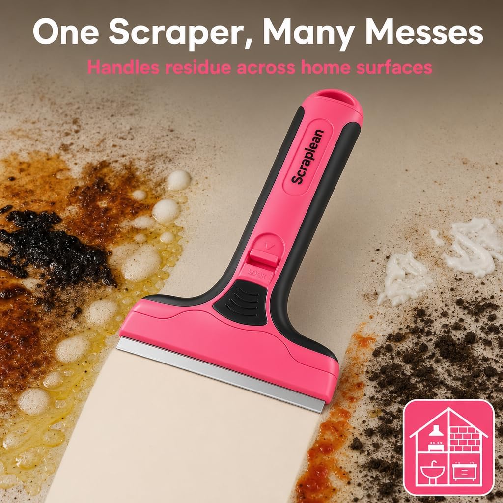 SCRAPLEAN 16-Refill Non-Scratch Multi-Surface Pink Long Scraper