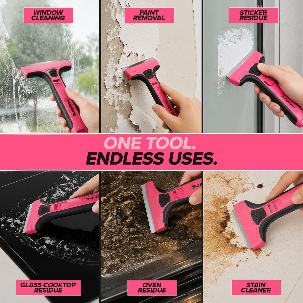 SCRAPLEAN 16-Refill Non-Scratch Multi-Surface Pink Long Scraper